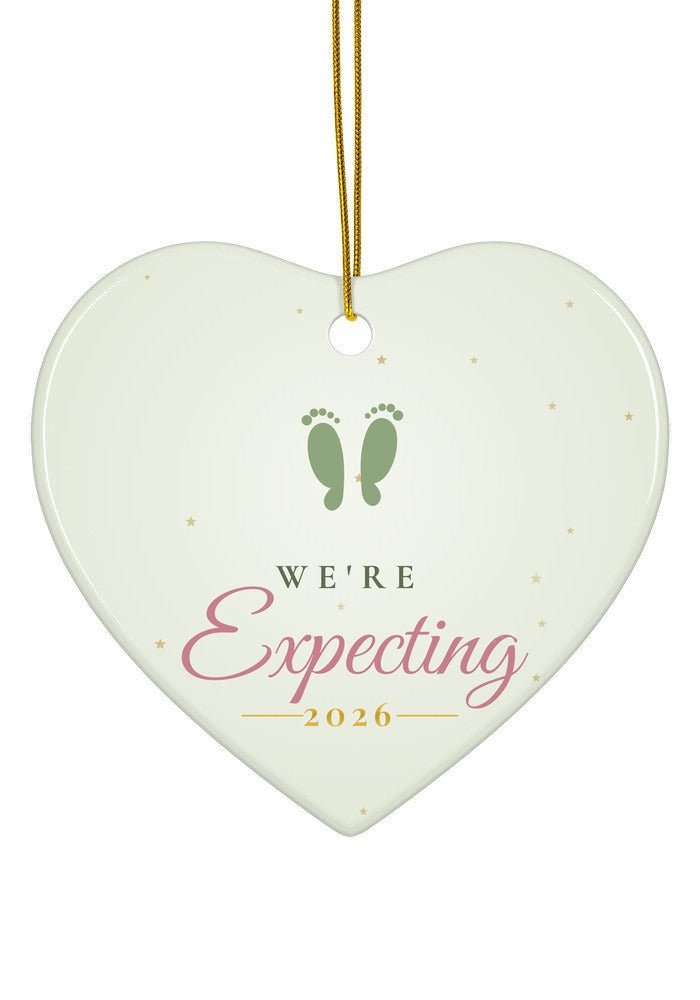 We're Expecting ornament, 2026, heart shape