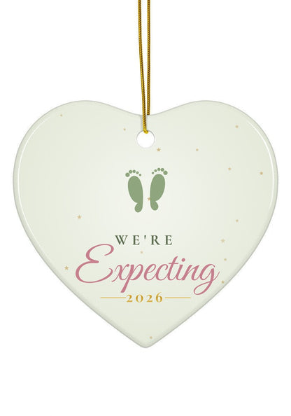 We're Expecting ornament, 2026, heart shape