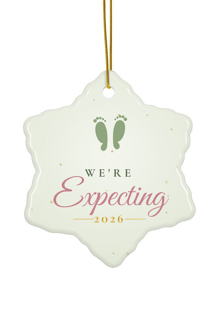 We're Expecting ornament, 2026, snowflake shape