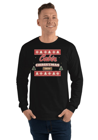 Cabin Christmas 2026 long sleeve pajama tee in Black