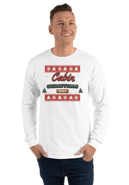 Cabin Christmas 2026 long sleeve pajama tee in White