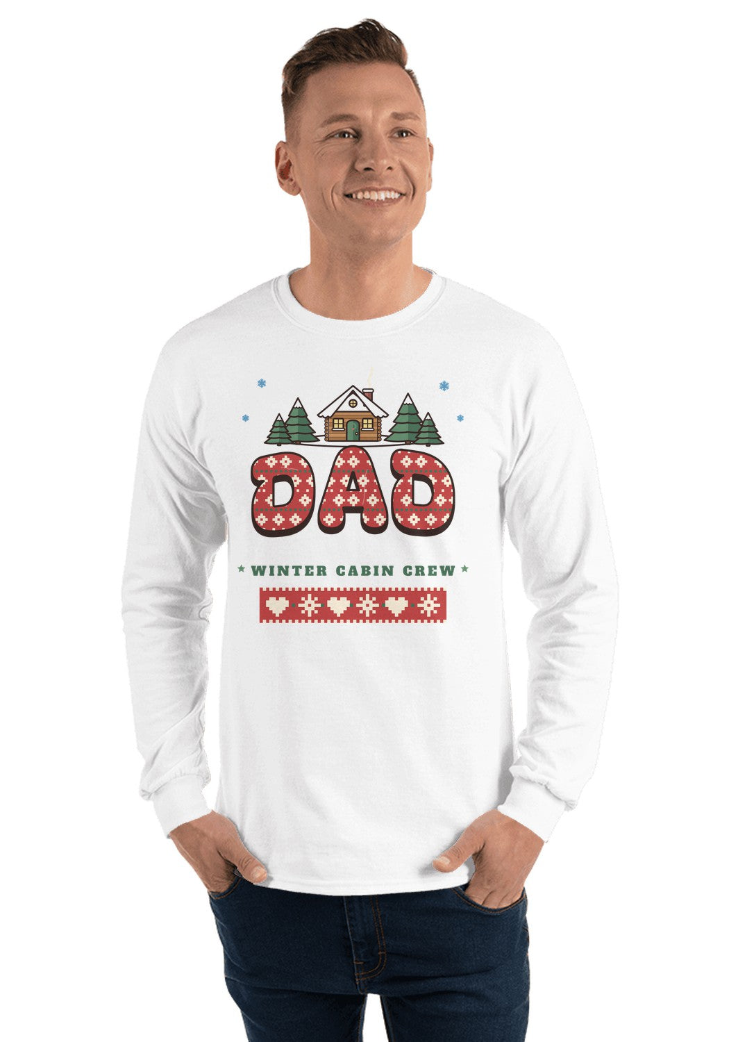 Dad long sleeve pajama tee in White