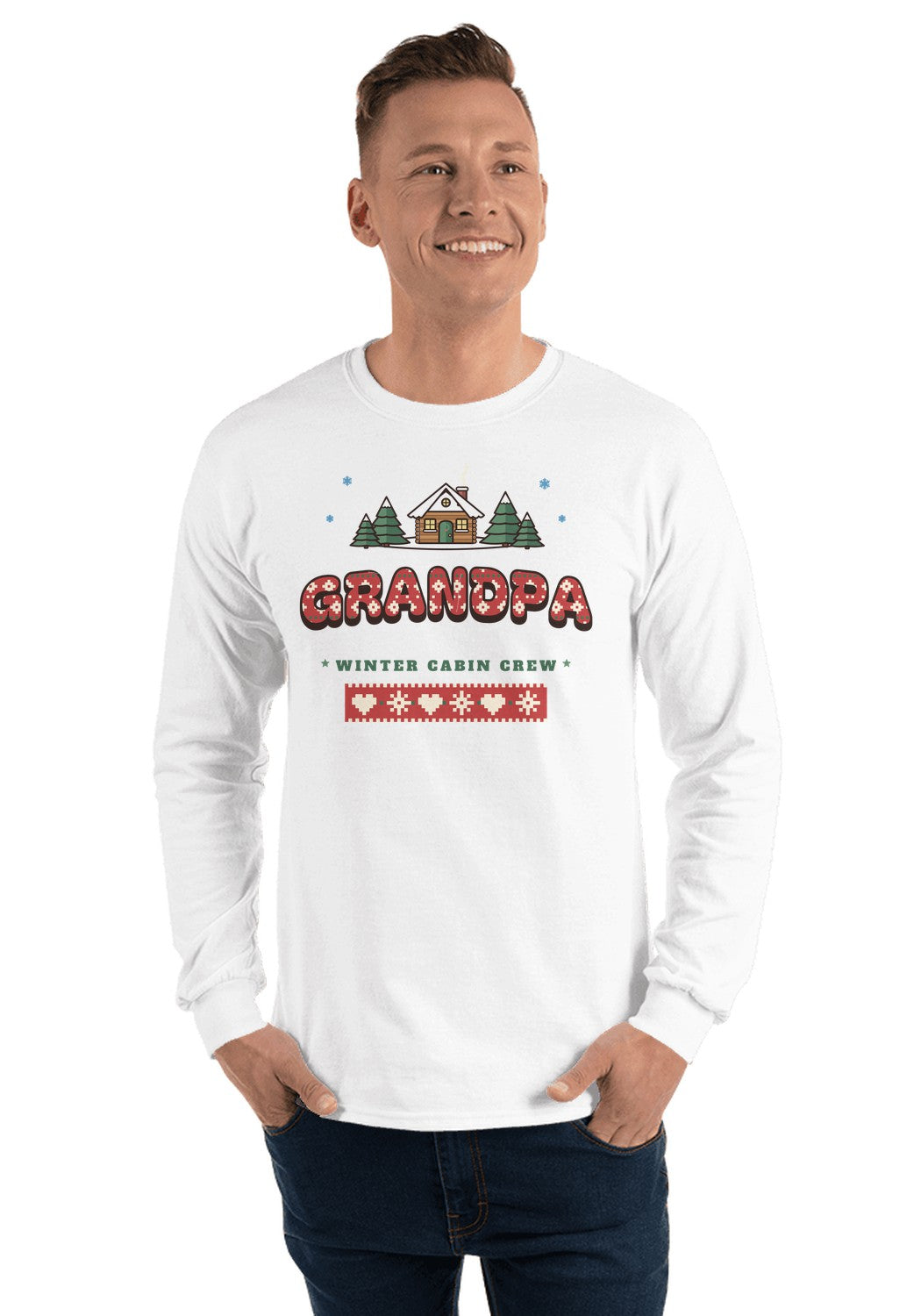 Grandpa long sleeve pajama tee in White