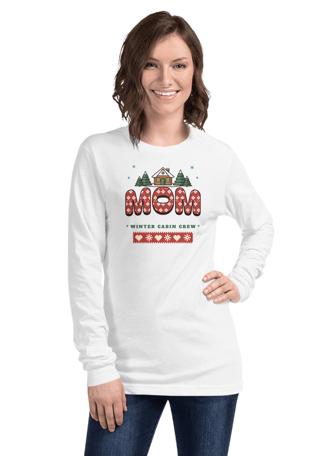 Mom long sleeve pajama tee in White