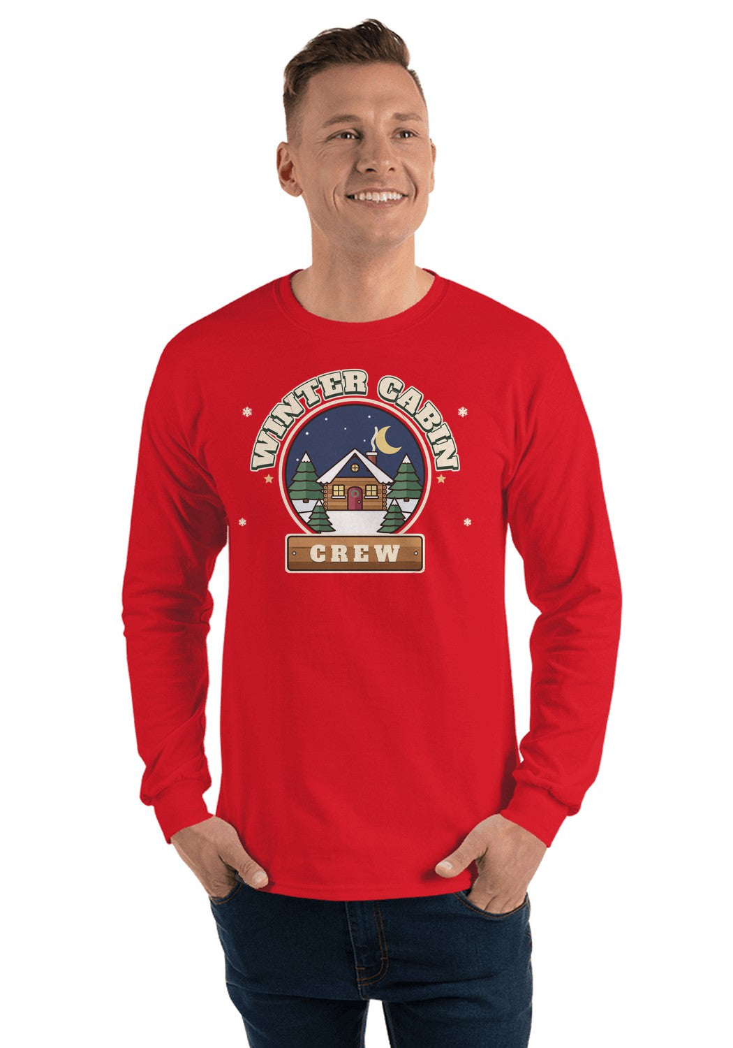 Winter Cabin Crew long sleeve pajama tee in Red