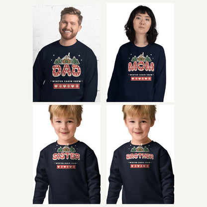Winter Cabin Family Sweatshirts in Navy, family set