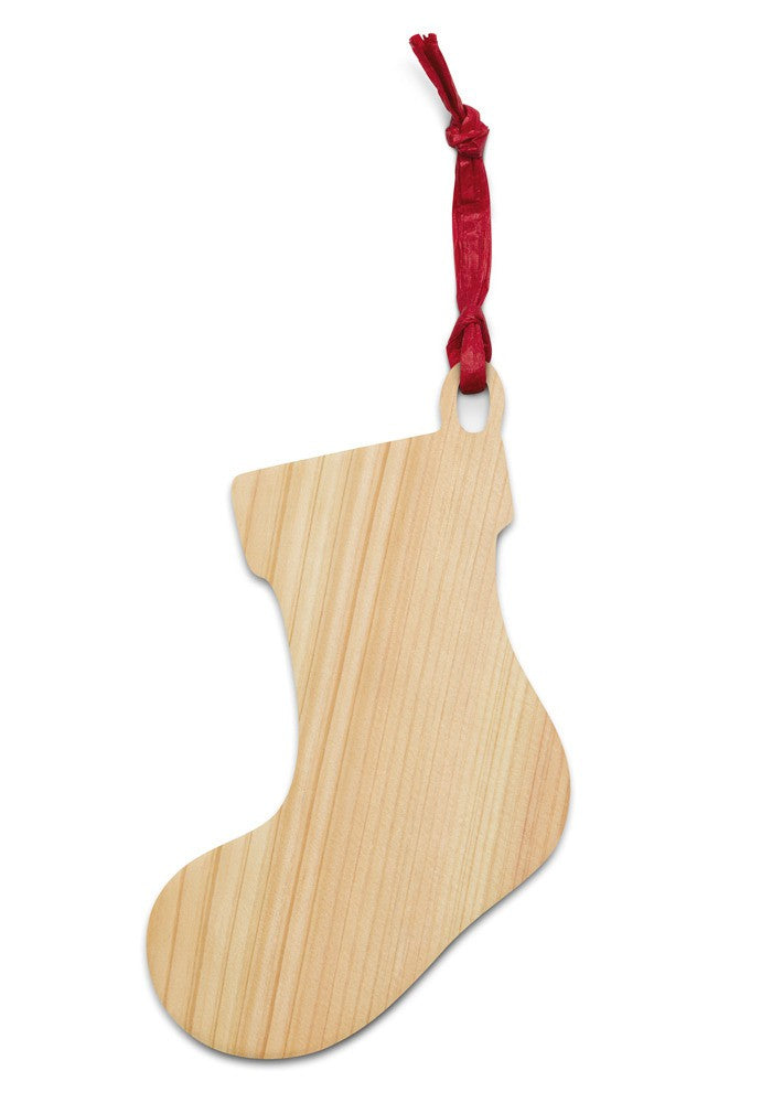 Custom wooden Christmas ornament, stocking shape