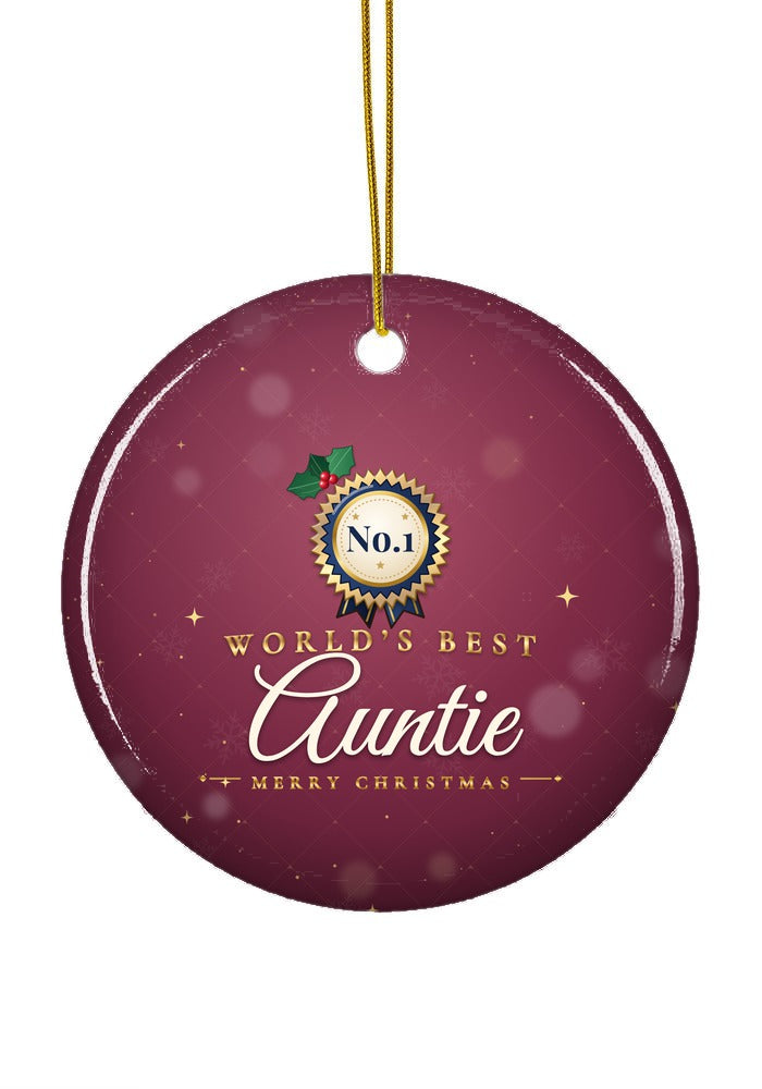 World's Best Auntie ornament, circle shape