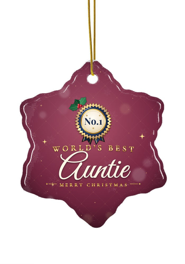 World's Best Auntie ornament, snowflake shape