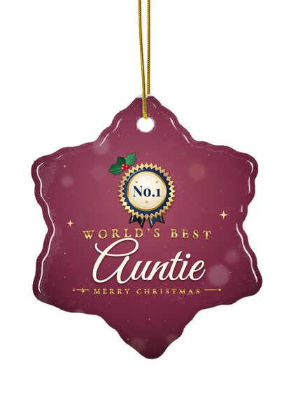 World's Best Auntie ornament, snowflake shape