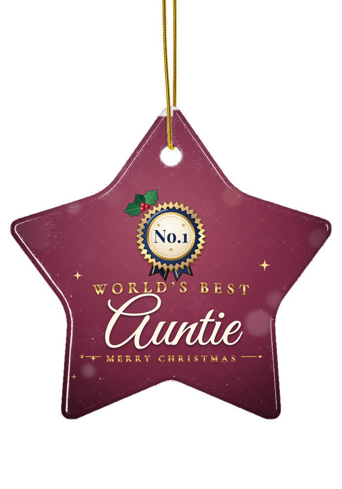 World's Best Auntie ornament, star shape