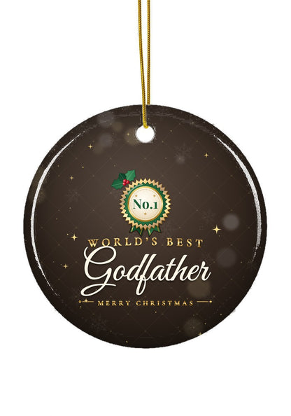 World's Best Godfather ornament, circle shape