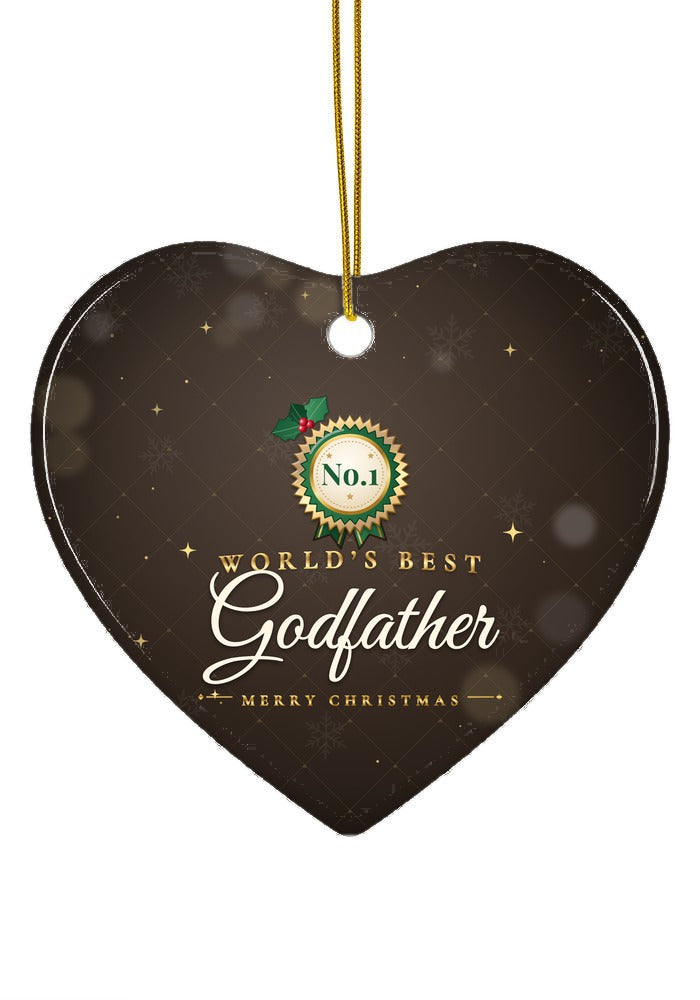 World's Best Godfather ornament, heart shape