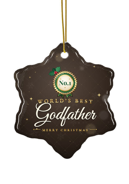 World's Best Godfather ornament, snowflake shape