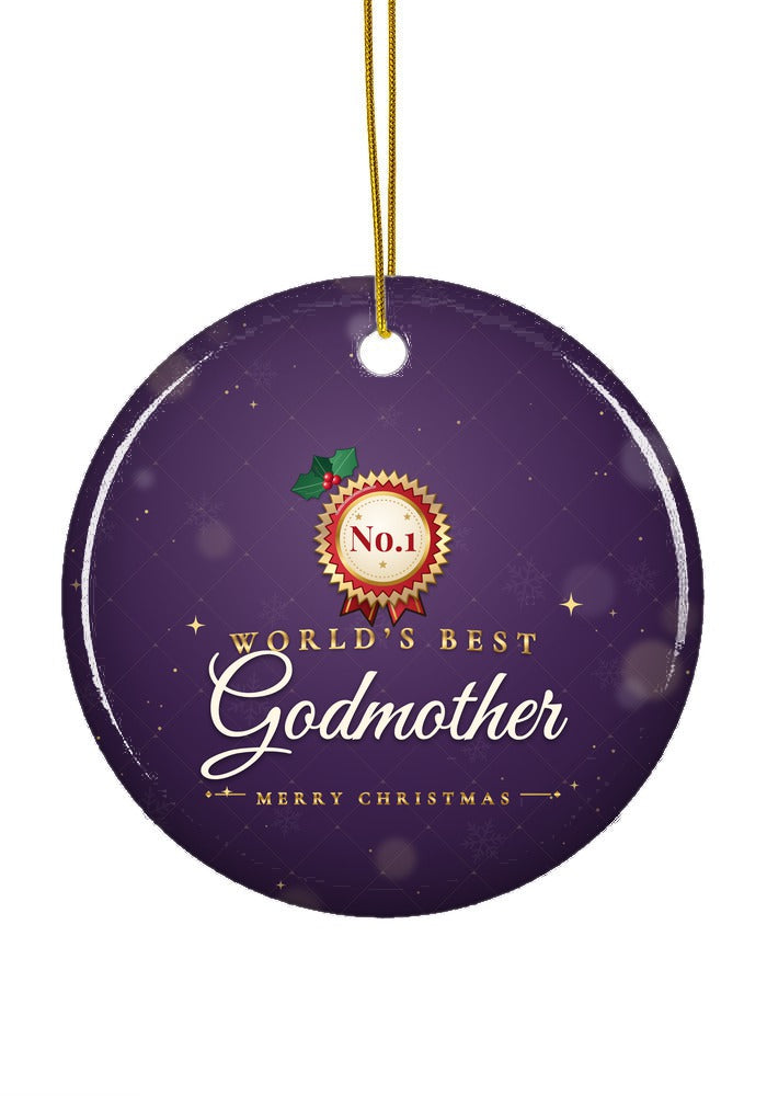 World's Best Godmother ornament, circle shape