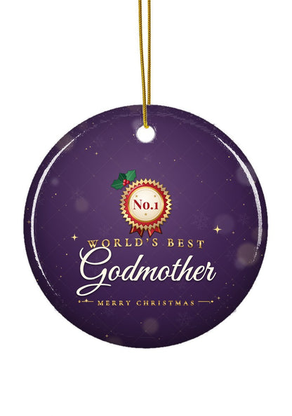 World's Best Godmother ornament, circle shape