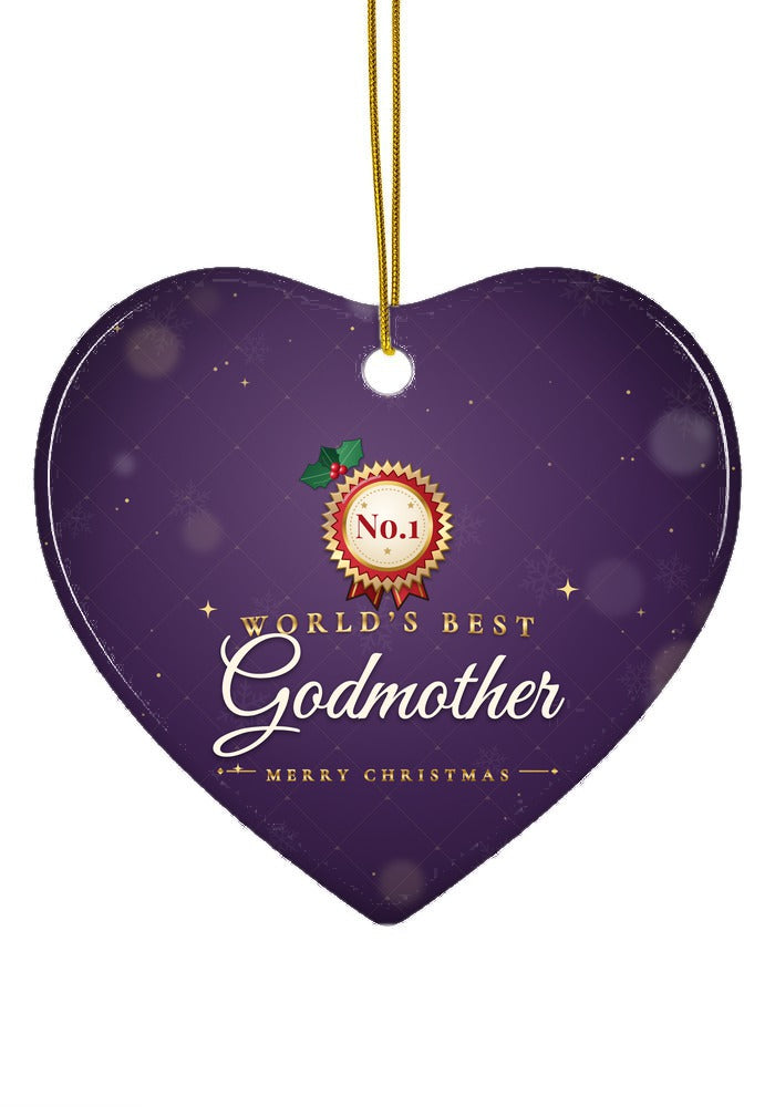 World's Best Godmother ornament, heart shape