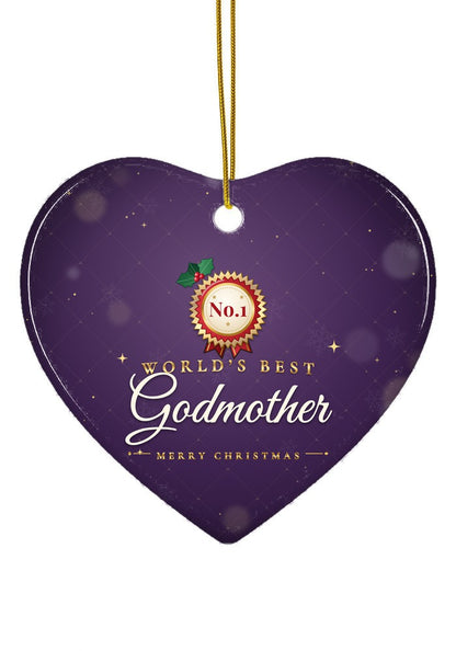 World's Best Godmother ornament, heart shape