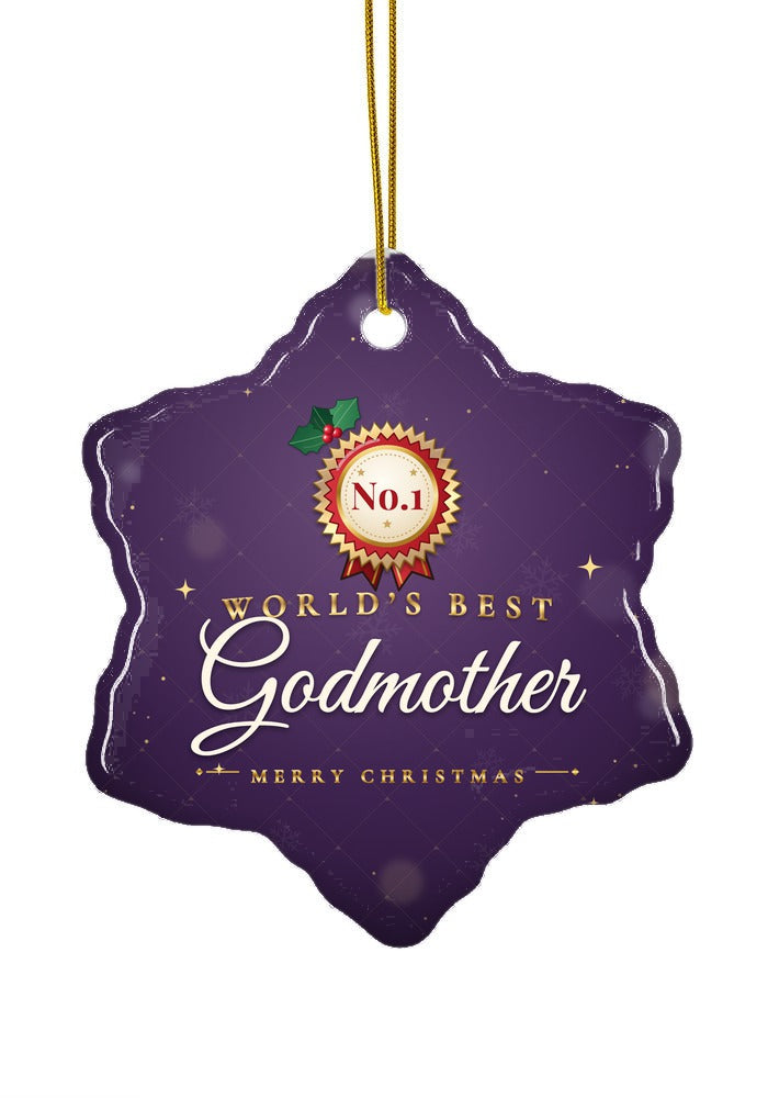 World's Best Godmother ornament, snowflake shape