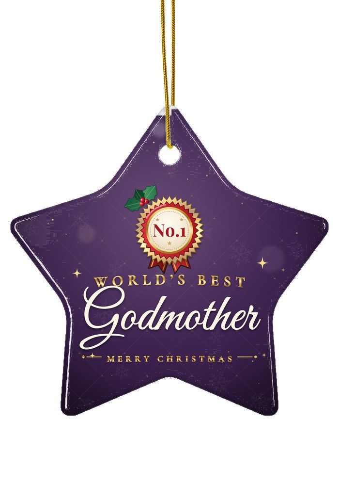 World's Best Godmother ornament, star shape