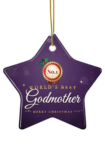 World's Best Godmother ornament, star shape