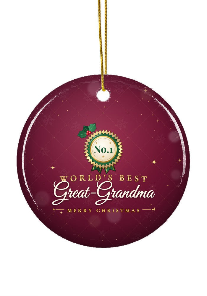 World's Best Great-Grandma ornament, circle shape