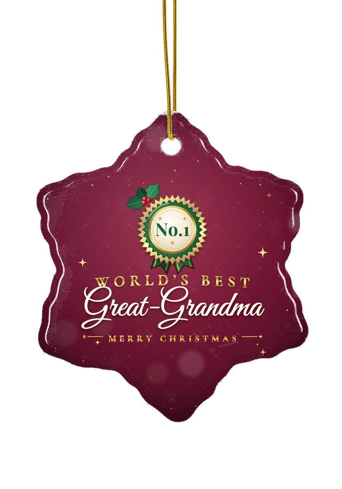 World's Best Great-Grandma ornament, snowflake shape