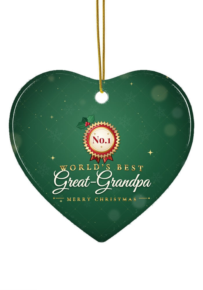 World's Best Great-Grandpa ornament, heart shape