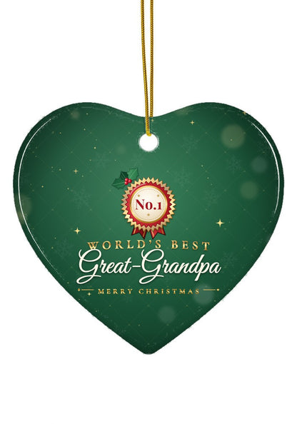 World's Best Great-Grandpa ornament, heart shape