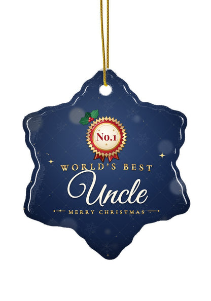 World's Best Uncle ornament, snowflake shape