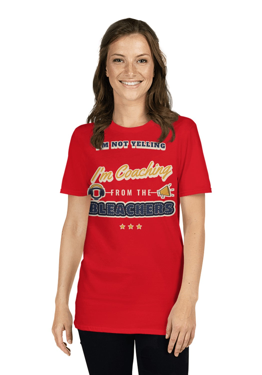 I'm Not Yelling, I'm Coaching from the Bleachers t-shirt in Red