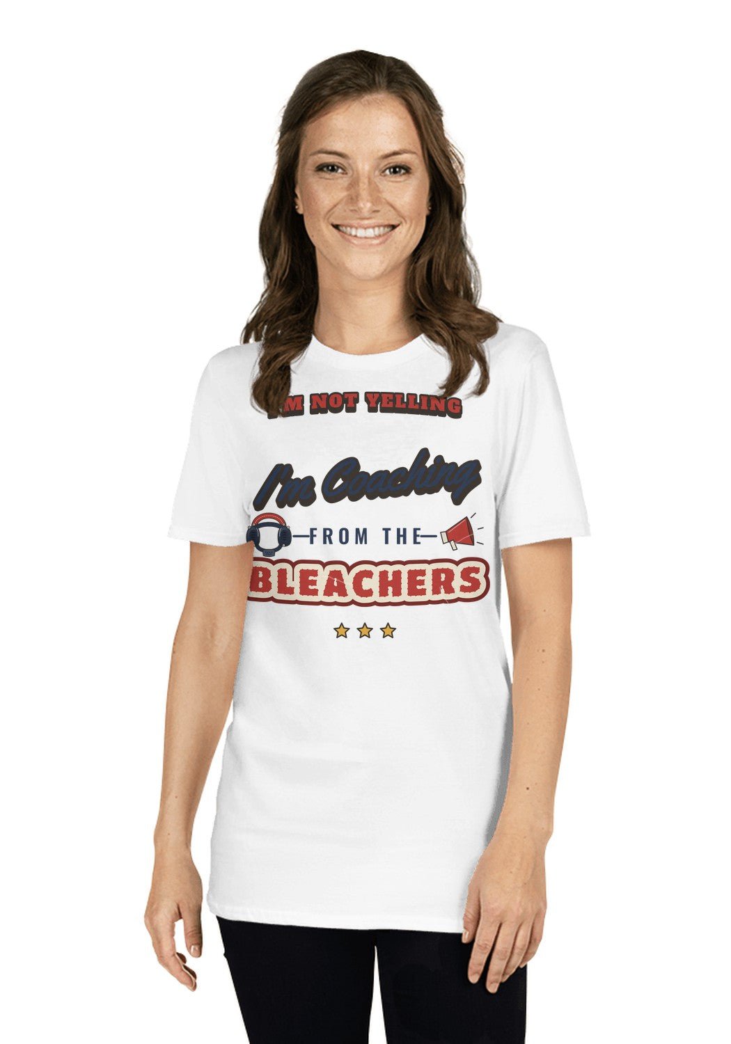 I'm Not Yelling, I'm Coaching from the Bleachers t-shirt in White