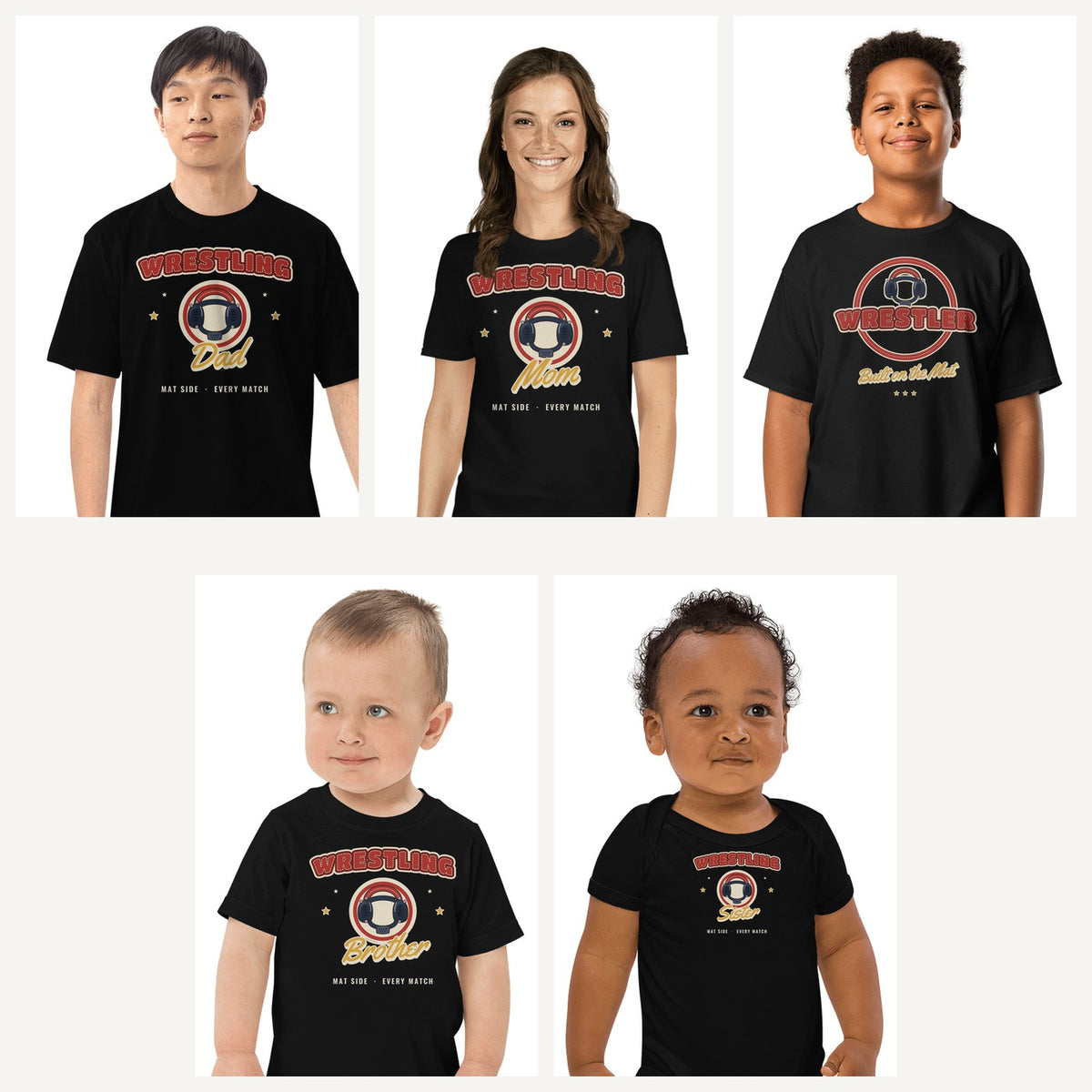 Wrestling Family Shirts in Black, family set