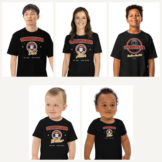 Wrestling Family Shirts in Black, family set