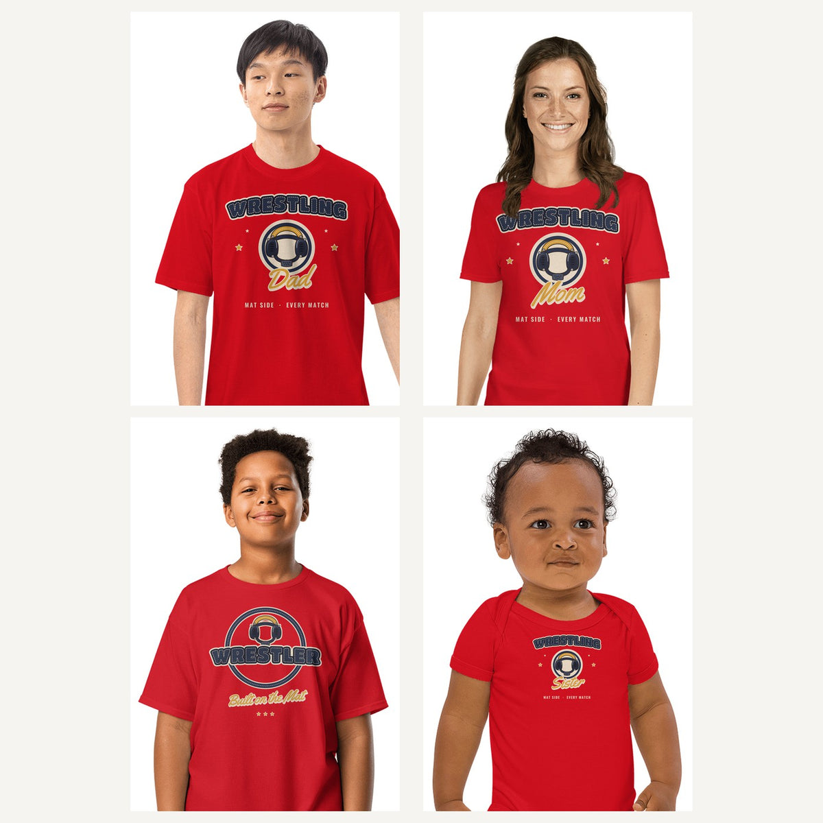 Wrestling Family Shirts in Red, family set