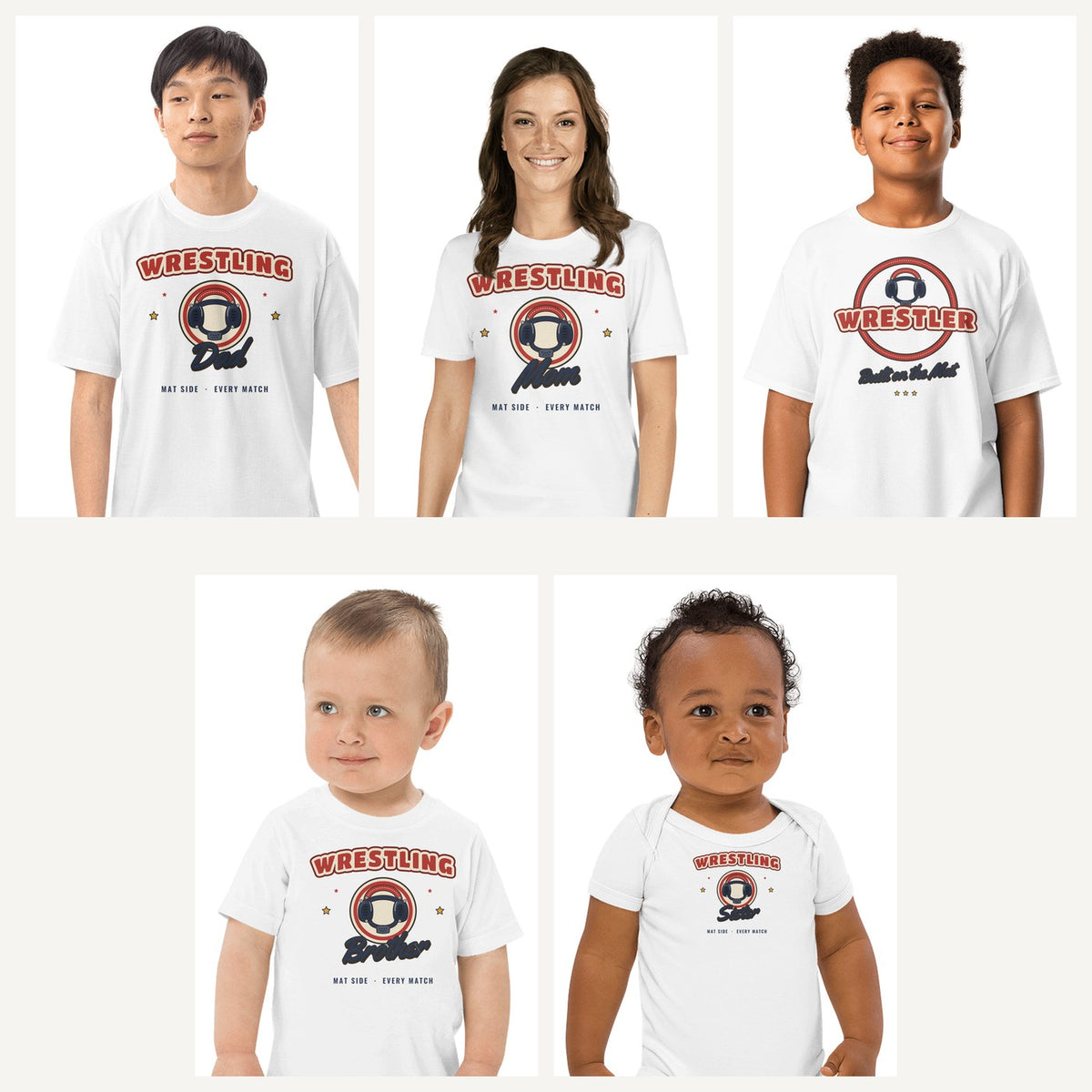 Wrestling Family Shirts in White, family set