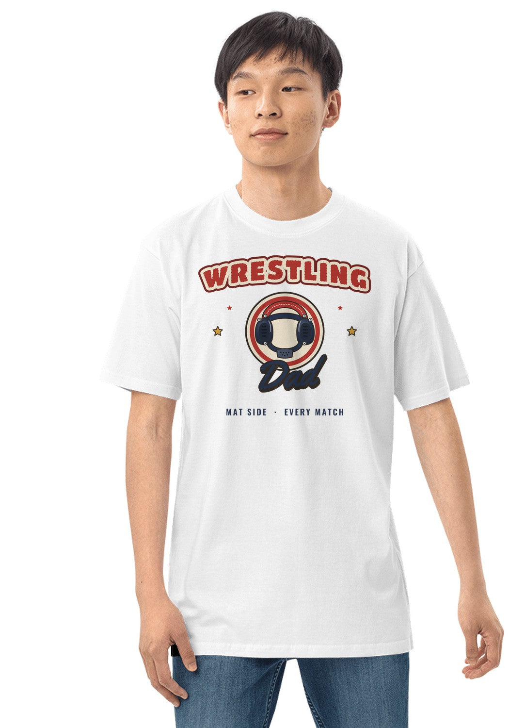 Wrestling Dad t-shirt in White