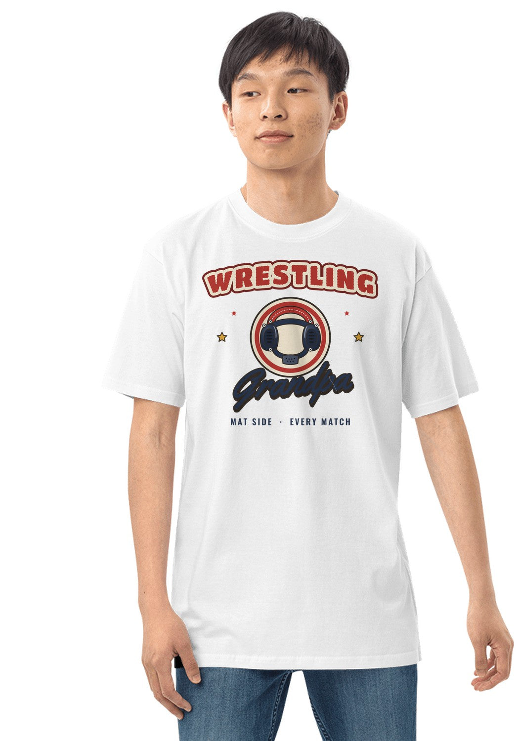 Wrestling Grandpa t-shirt in White